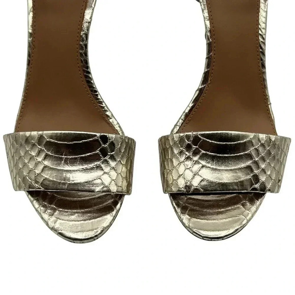 Calvin Klein Womens 10 Nadina Snakeskin Print Gold Stiletto Heels Dress Sandals - Picture 7 of 12